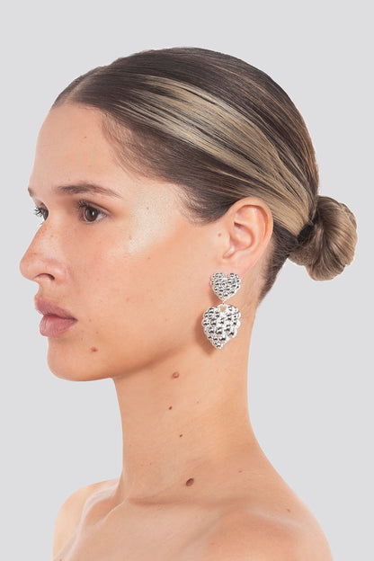 DOUBLE LOVE EARRING - LARGE SILVER