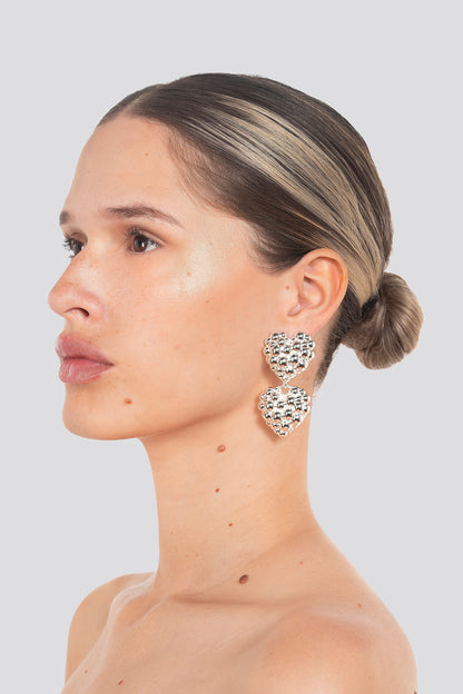 DOUBLE LOVE EARRING - MINI SILVER