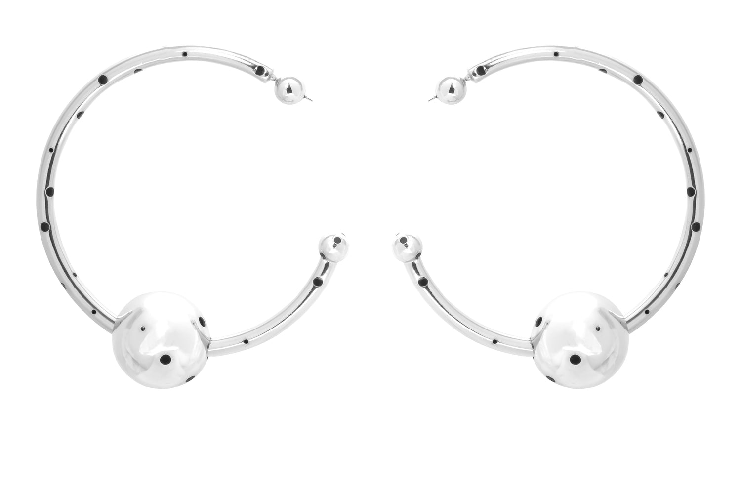 BIG BUBBLE TUBE HOOPS / NECKLACE SILVER