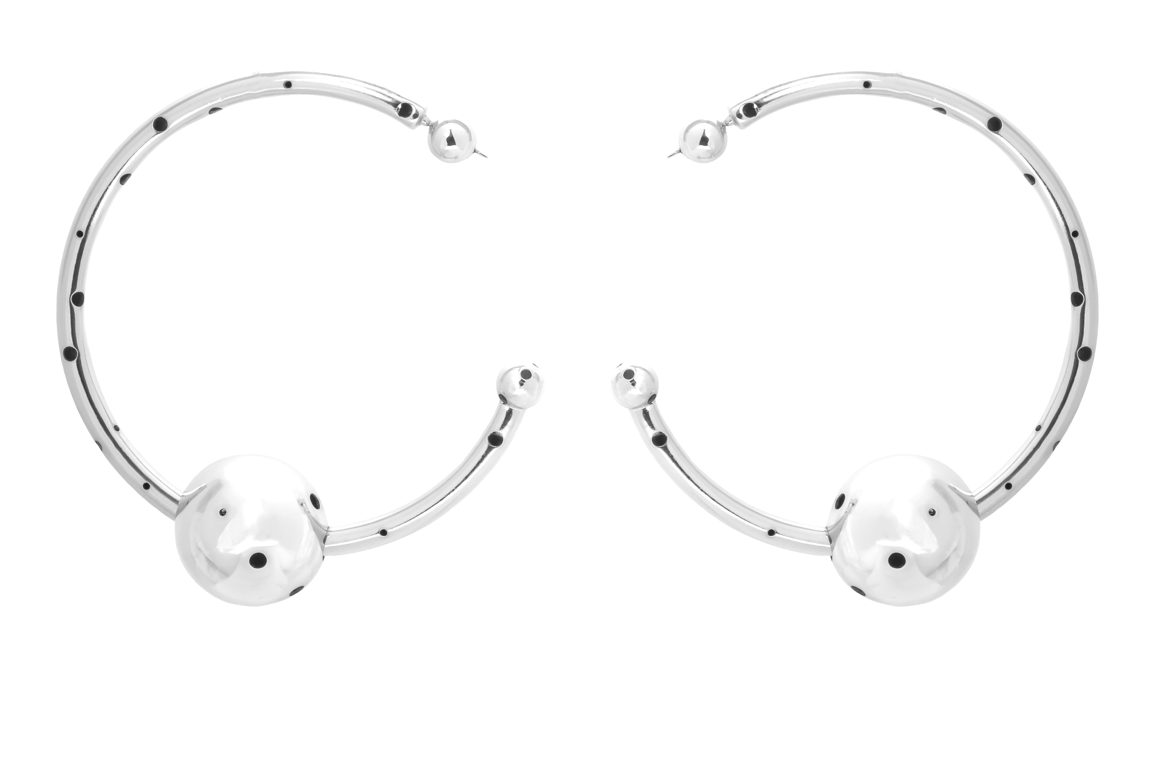 BIG BUBBLE TUBE HOOPS / NECKLACE SILVER