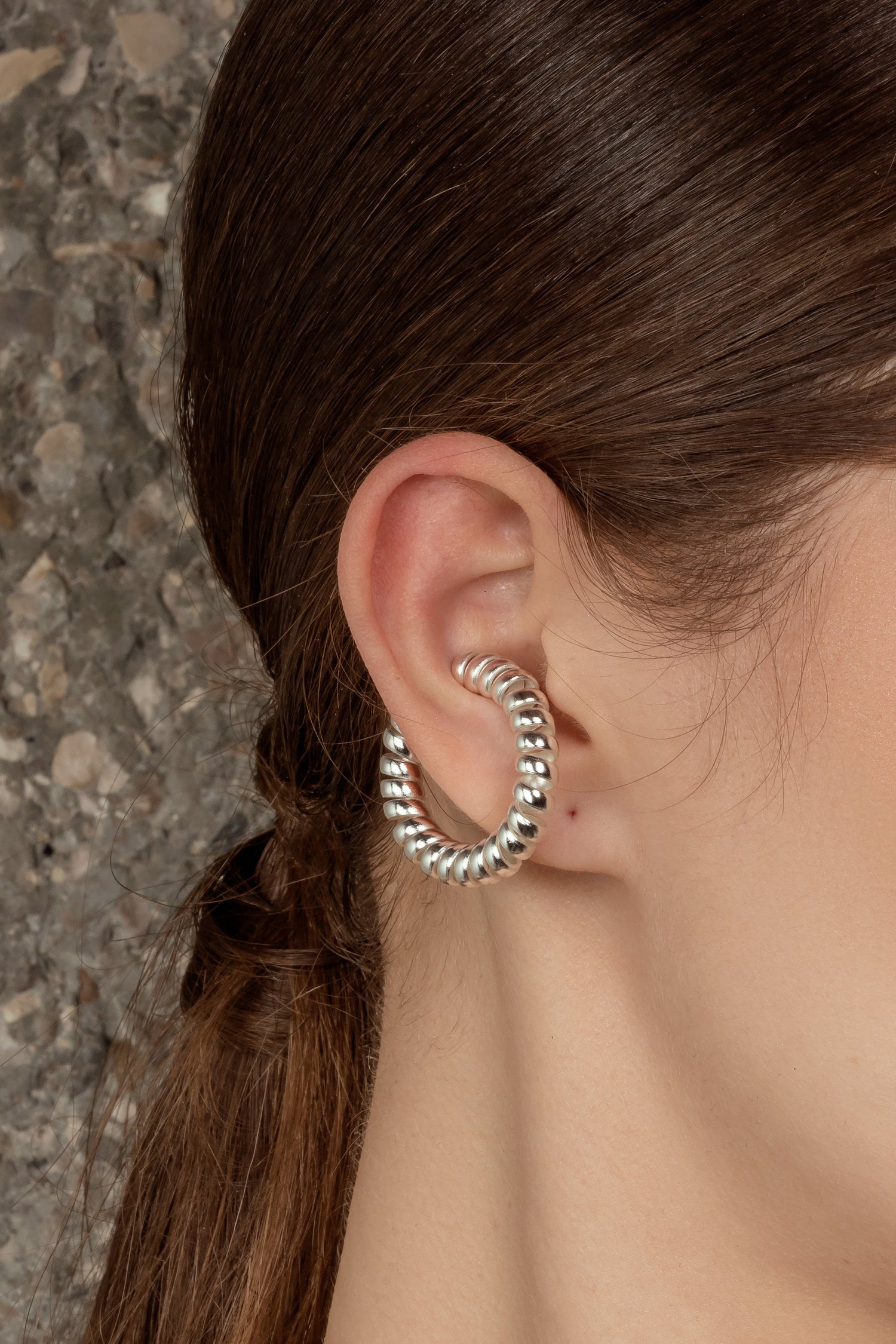 BIG SPIRAL EARCUFF SILVER