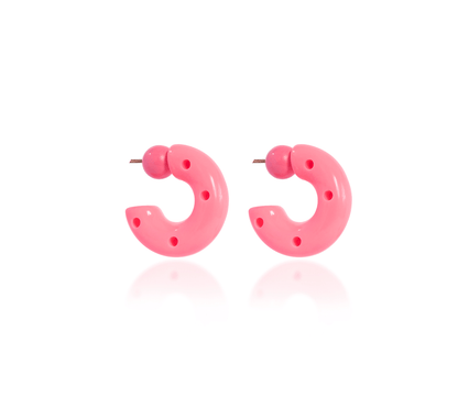 MEDIUM HOOPS RESINE PINK