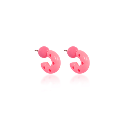 MINI HOOPS RESINE PINK