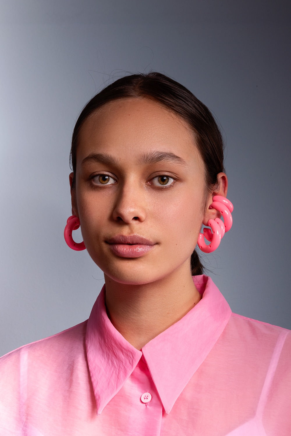 BIG HOOPS RESINE PINK