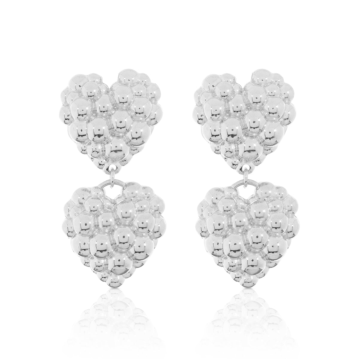 DOUBLE LOVE EARRING - LARGE SILVER